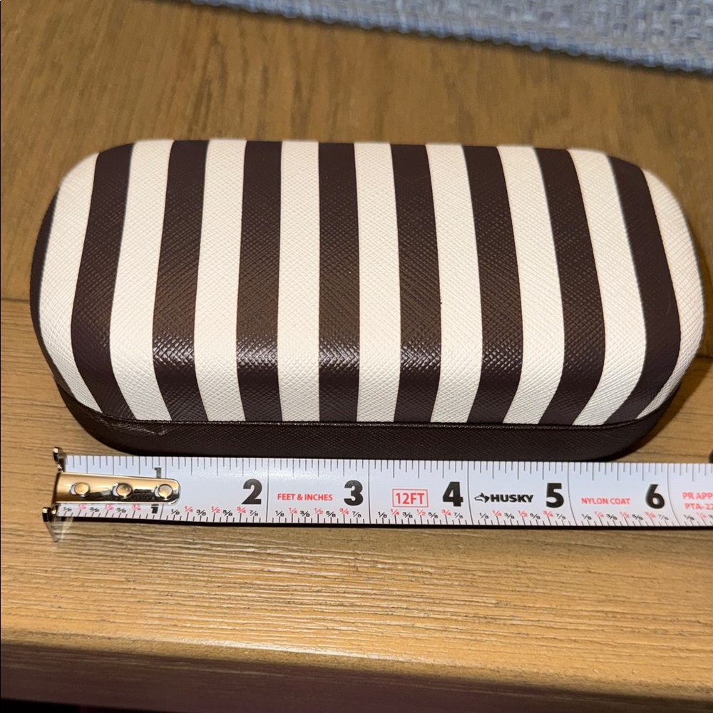 Henri Bendel Striped Brown and Cream Glasses Case